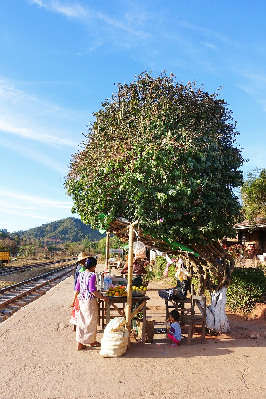 Drink stall by railway track