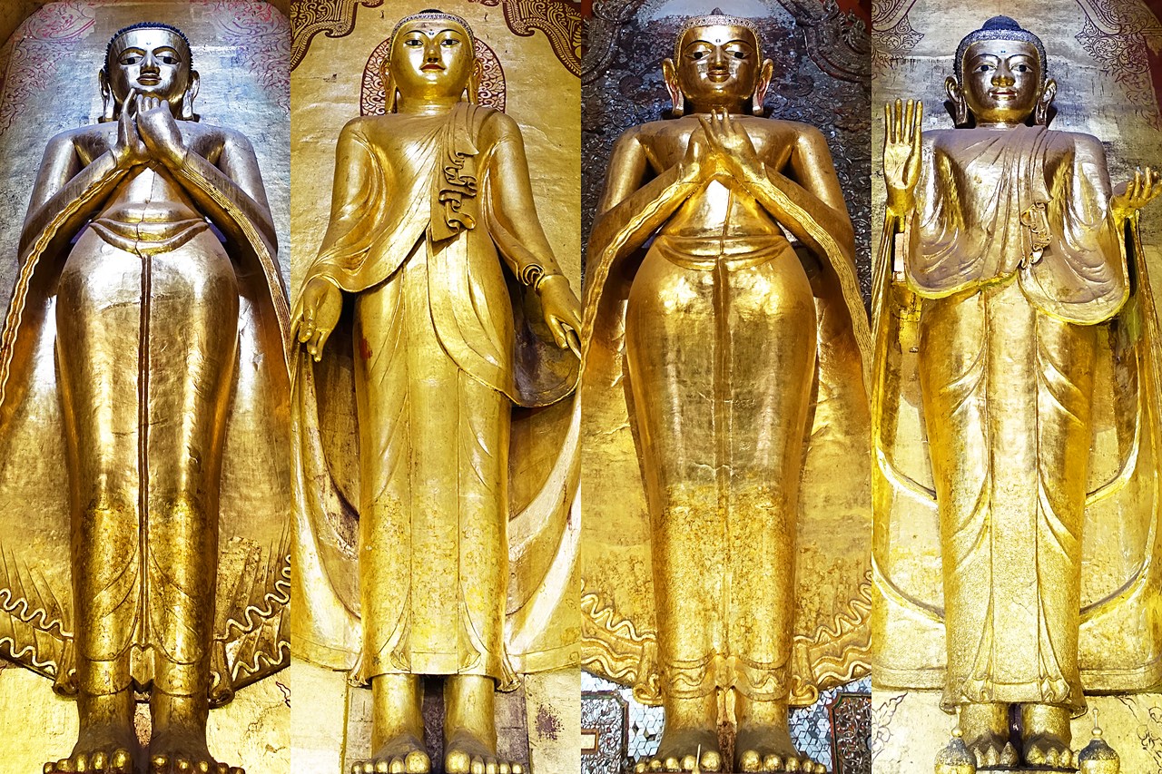 The 4 massive standing Buddha statues, facing North, South, East and West — at Ananda Temple