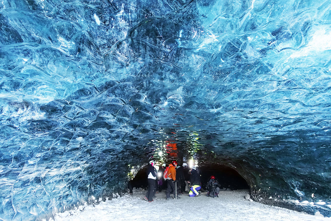 Inside an ice cave at Vatnajökull National Park