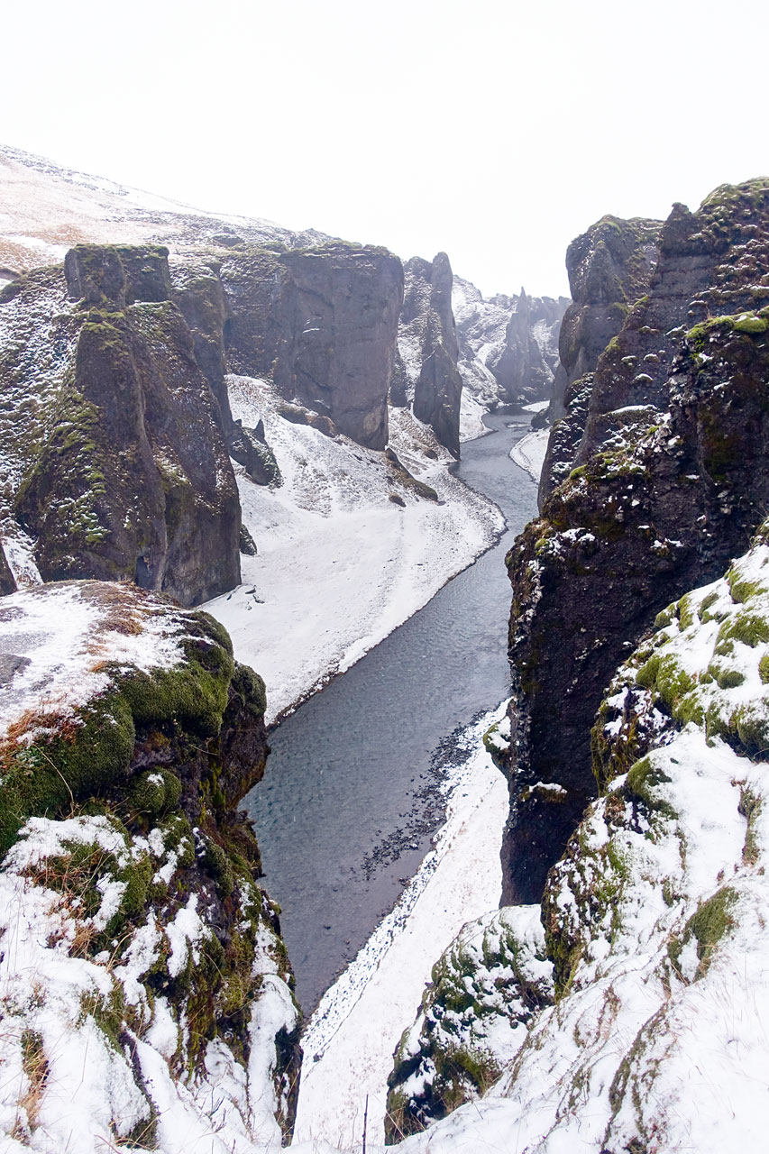 Fjaðrá river flowing through the Fjaðrárgljúfu canyon