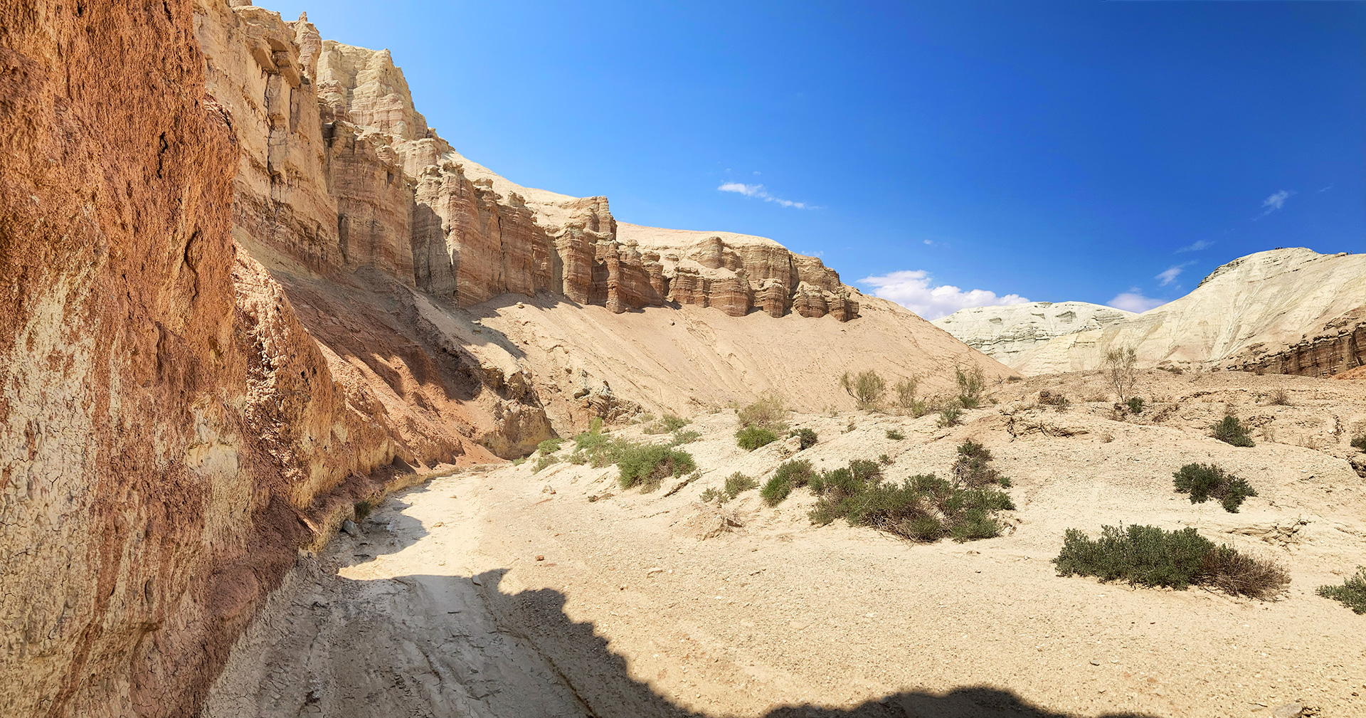 Walking along the dry, gravelly riverbed